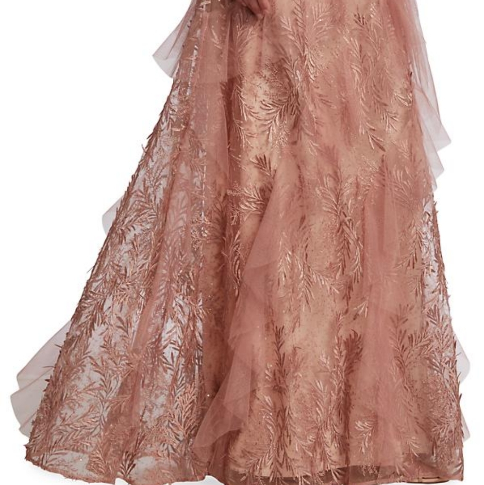 Metallic Tulle Ruffled Gown - Picture 2 of 6